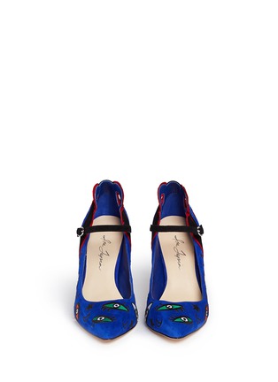 Figure View - Click To Enlarge - ISA TAPIA - 'Barcelona' eye embroidery suede Mary Jane pumps