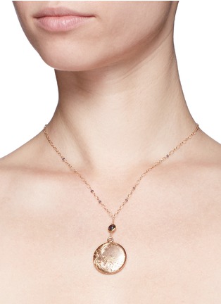 Detail View - Click To Enlarge - ANTIQUE LOCKETS - Iolite 14k gold chain round antique locket necklace
