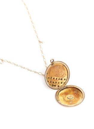 Detail View - Click To Enlarge - ANTIQUE LOCKETS - White quartz 14k gold antique round locket necklace