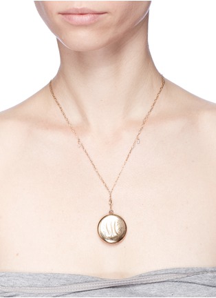  - ANTIQUE LOCKETS - White quartz 14k gold antique round locket necklace