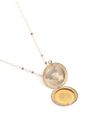 Detail View - Click To Enlarge - ANTIQUE LOCKETS - White quartz 14k gold antique round locket necklace
