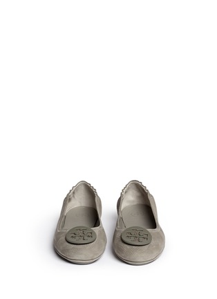 Figure View - Click To Enlarge - TORY BURCH - 'Minnie Travel' snake embossed suede ballet flats