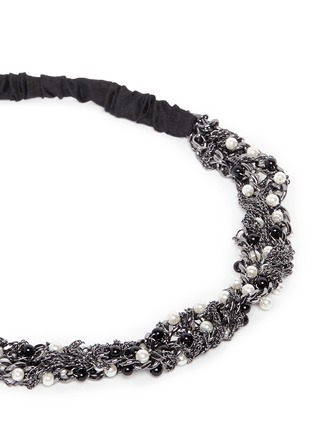 Detail View - Click To Enlarge - MAISON MICHEL - Faux pearl bead twist chain elastic headband