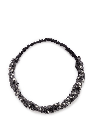 Main View - Click To Enlarge - MAISON MICHEL - Faux pearl bead twist chain elastic headband