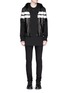 Figure View - Click To Enlarge - GIVENCHY - Stripe leather bonded jersey hood jacket