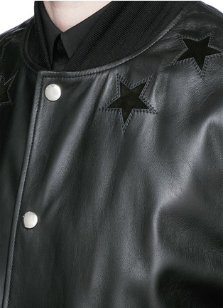 Detail View - Click To Enlarge - GIVENCHY - Star appliqué leather bomber jacket