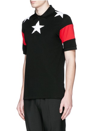 Front View - Click To Enlarge - GIVENCHY - Star appliqué colourblock polo shirt
