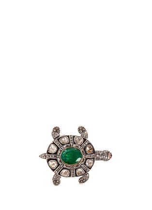 Main View - Click To Enlarge - AISHWARYA - Diamond pavé emerald ruby turtle ring