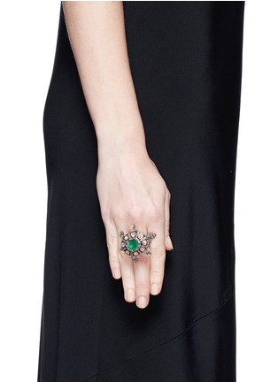  - AISHWARYA - Diamond pavé emerald ruby turtle ring
