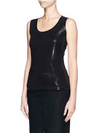Front View - Click To Enlarge - ST. JOHN - Micro square sequin tank top