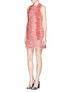 Figure View - Click To Enlarge - GIAMBA - Ruffle ladder stitch floral matelassé dress