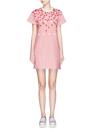 Main View - Click To Enlarge - GIAMBA - Heart appliqué cotton pullover dress