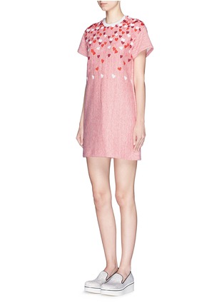 Figure View - Click To Enlarge - GIAMBA - Heart appliqué cotton pullover dress