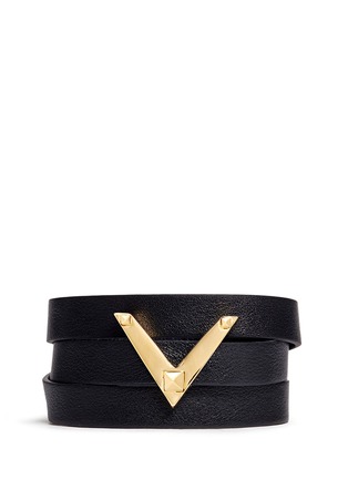 Main View - Click To Enlarge - VALENTINO GARAVANI - 'V' charm leather wrap bracelet