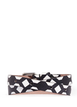 Back View - Click To Enlarge - ALEXANDER MCQUEEN - Double wrap pattern leather bracelet