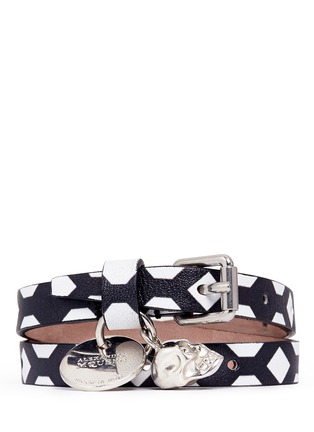 Main View - Click To Enlarge - ALEXANDER MCQUEEN - Double wrap pattern leather bracelet