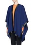 Front View - Click To Enlarge - ST. JOHN - Calf leather trim wrap cape
