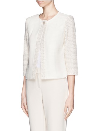 Front View - Click To Enlarge - ST. JOHN - Silk tier metallic knit jacket