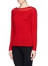 Front View - Click To Enlarge - ARMANI COLLEZIONI - Ribbed boat neck virgin wool sweater