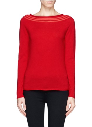 Main View - Click To Enlarge - ARMANI COLLEZIONI - Ribbed boat neck virgin wool sweater