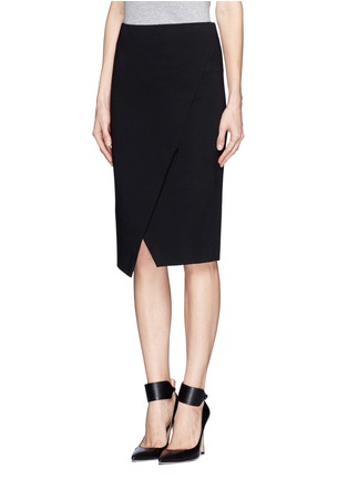 Front View - Click To Enlarge - ARMANI COLLEZIONI - Wrap front jersey pencil skirt