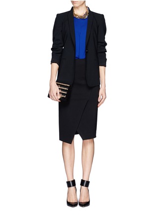 Figure View - Click To Enlarge - ARMANI COLLEZIONI - Wrap front jersey pencil skirt