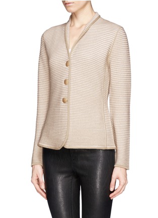 Front View - Click To Enlarge - ARMANI COLLEZIONI - Rib knit jacket