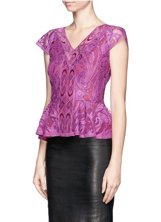 Front View - Click To Enlarge - EMILIO PUCCI - Lace peplum top