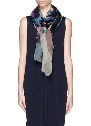 Figure View - Click To Enlarge - FRANCO FERRARI - Floral collage wool-cashmere scarf