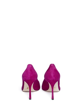Back View - Click To Enlarge - SERGIO ROSSI - Cutout leather toe cap suede pumps