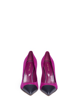 Figure View - Click To Enlarge - SERGIO ROSSI - Cutout leather toe cap suede pumps