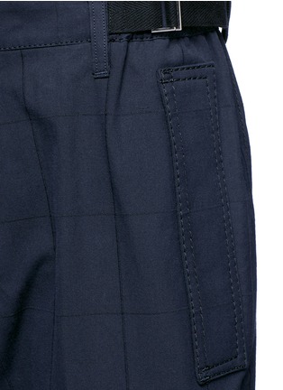 Detail View - Click To Enlarge - SACAI - Windowpane check embroidered wide leg cropped pants
