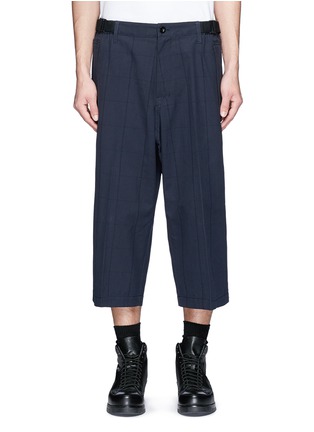 Main View - Click To Enlarge - SACAI - Windowpane check embroidered wide leg cropped pants