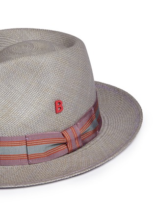 Detail View - Click To Enlarge - MY BOB - '24 Hours' stripe ribbon band straw fedora hat