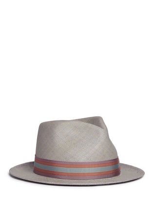Main View - Click To Enlarge - MY BOB - '24 Hours' stripe ribbon band straw fedora hat