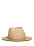 Main View - Click To Enlarge - MY BOB - 'Picnic' stripe band cutout straw fedora hat