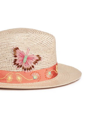 Detail View - Click To Enlarge - MY BOB - 'Fedora Hippie' butterfly floral embellished straw hat
