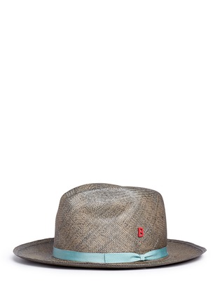Figure View - Click To Enlarge - MY BOB - 'Fedora Vintage' grosgrain ribbon mélange straw hat