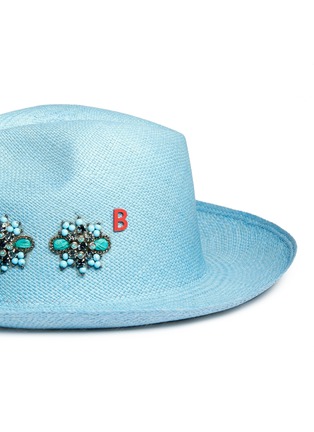 Detail View - Click To Enlarge - MY BOB - Floral embellished straw fedora hat