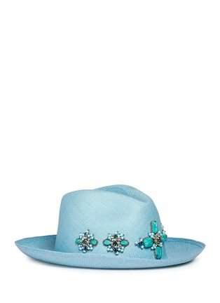 Main View - Click To Enlarge - MY BOB - Floral embellished straw fedora hat