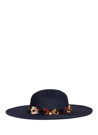 Figure View - Click To Enlarge - MY BOB - Floral appliqué straw capeline hat