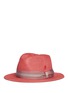 Figure View - Click To Enlarge - MY BOB - 'Folco' stripe ribbon band straw fedora hat