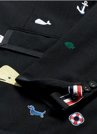 Detail View - Click To Enlarge - THOM BROWNE  - Icon embroidered wool fresco blazer