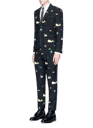 Figure View - Click To Enlarge - THOM BROWNE  - Icon embroidered wool fresco pants