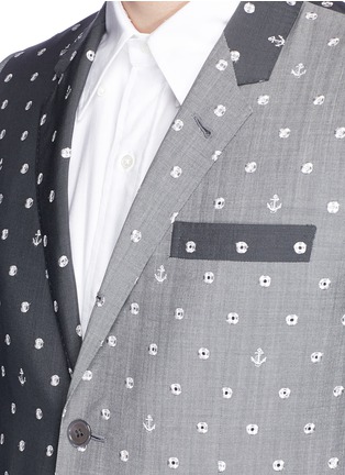 Detail View - Click To Enlarge - THOM BROWNE  - Lifesaver and anchor eyelet embroidered blazer