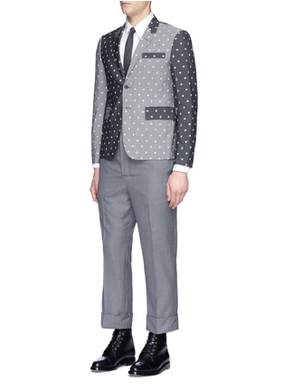 Figure View - Click To Enlarge - THOM BROWNE  - Lifesaver and anchor eyelet embroidered blazer