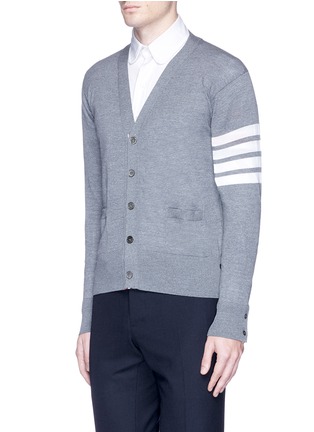 Front View - Click To Enlarge - THOM BROWNE  - Stripe sleeve wool cardigan
