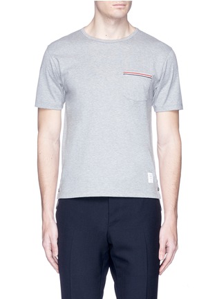Main View - Click To Enlarge - THOM BROWNE  - Stripe patch pocket T-shirt
