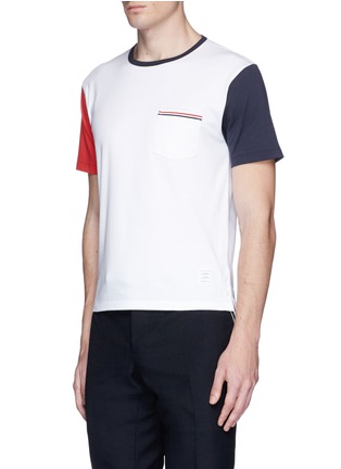 Front View - Click To Enlarge - THOM BROWNE  - Colourblock sleeve T-shirt