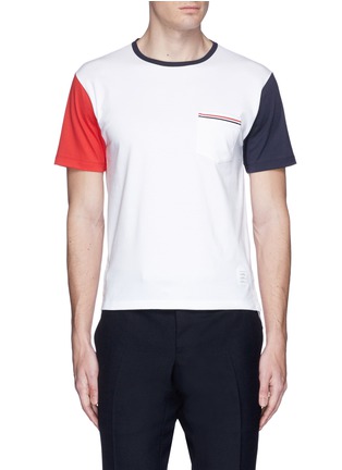 Main View - Click To Enlarge - THOM BROWNE  - Colourblock sleeve T-shirt